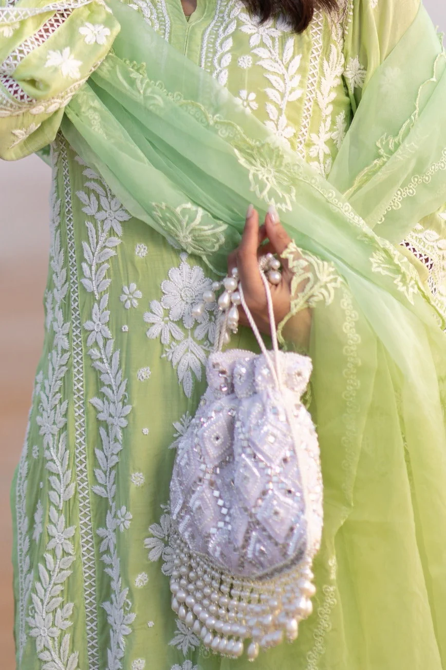Mirror and Pearls Potli Bag - Image 4