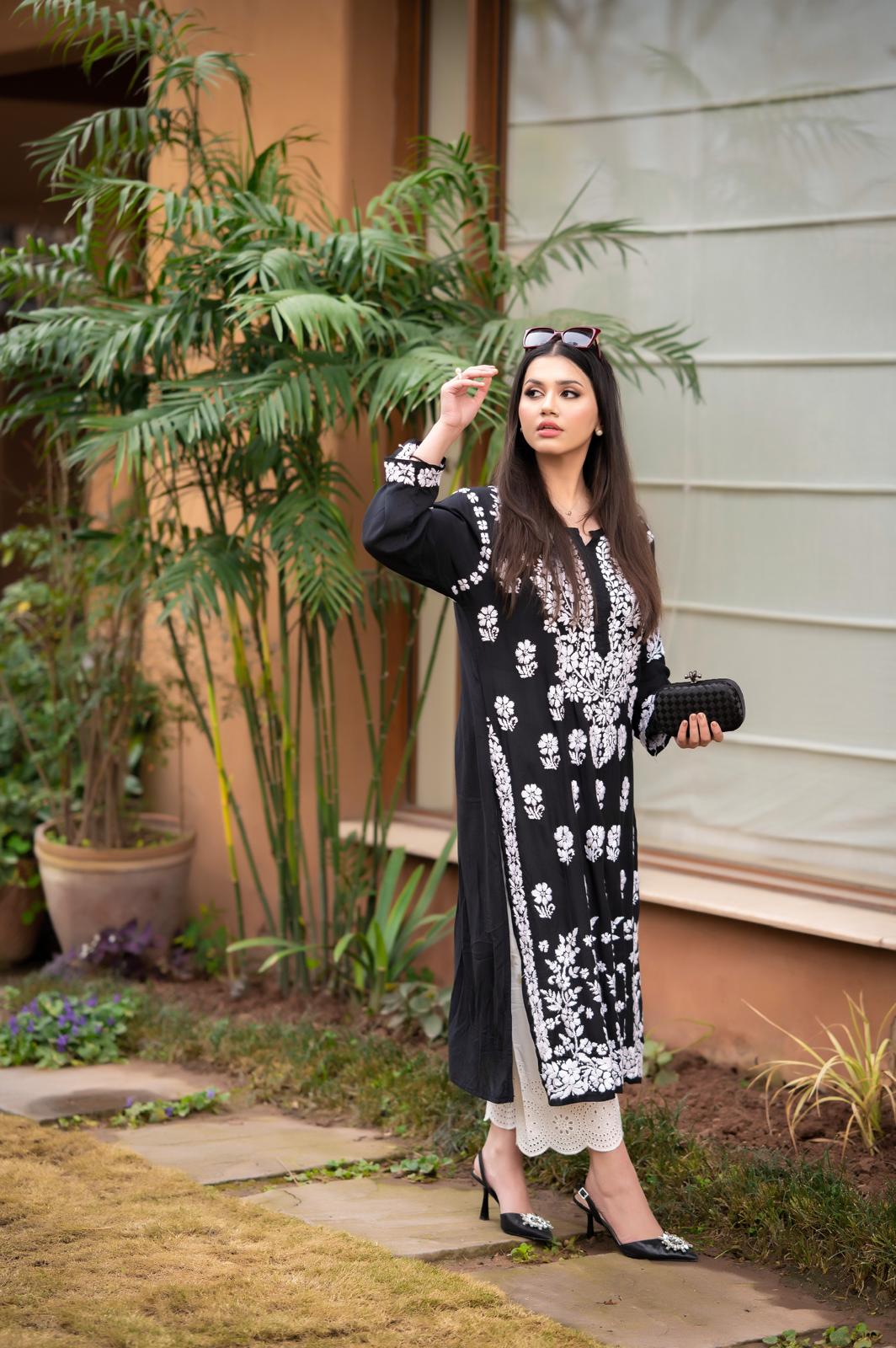 Black Chikankari Kurta - Image 3