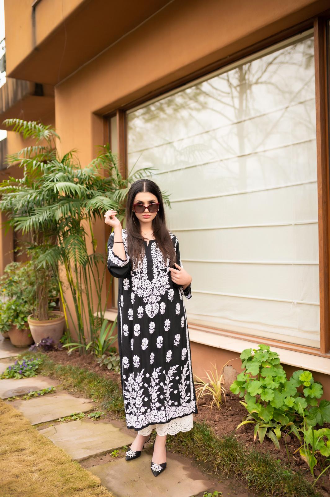 Black Chikankari Kurta - Image 8
