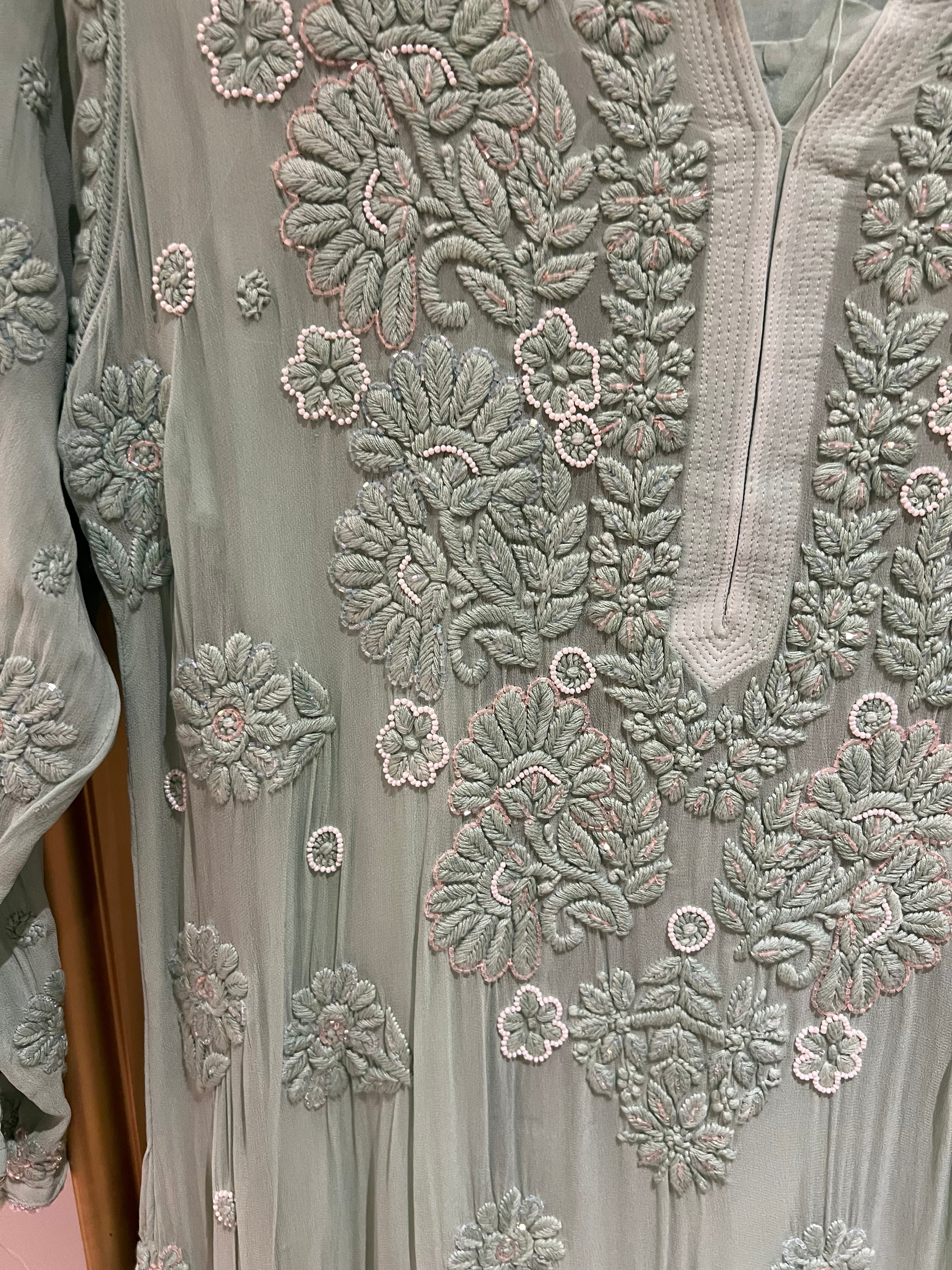 Mint green kurta with pearls and Rhinestones! - Image 3