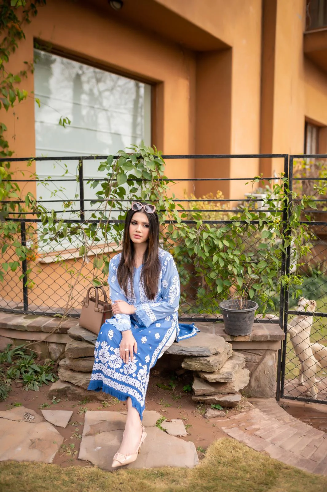 Ombre Blue Chikankari Kurta - Image 7