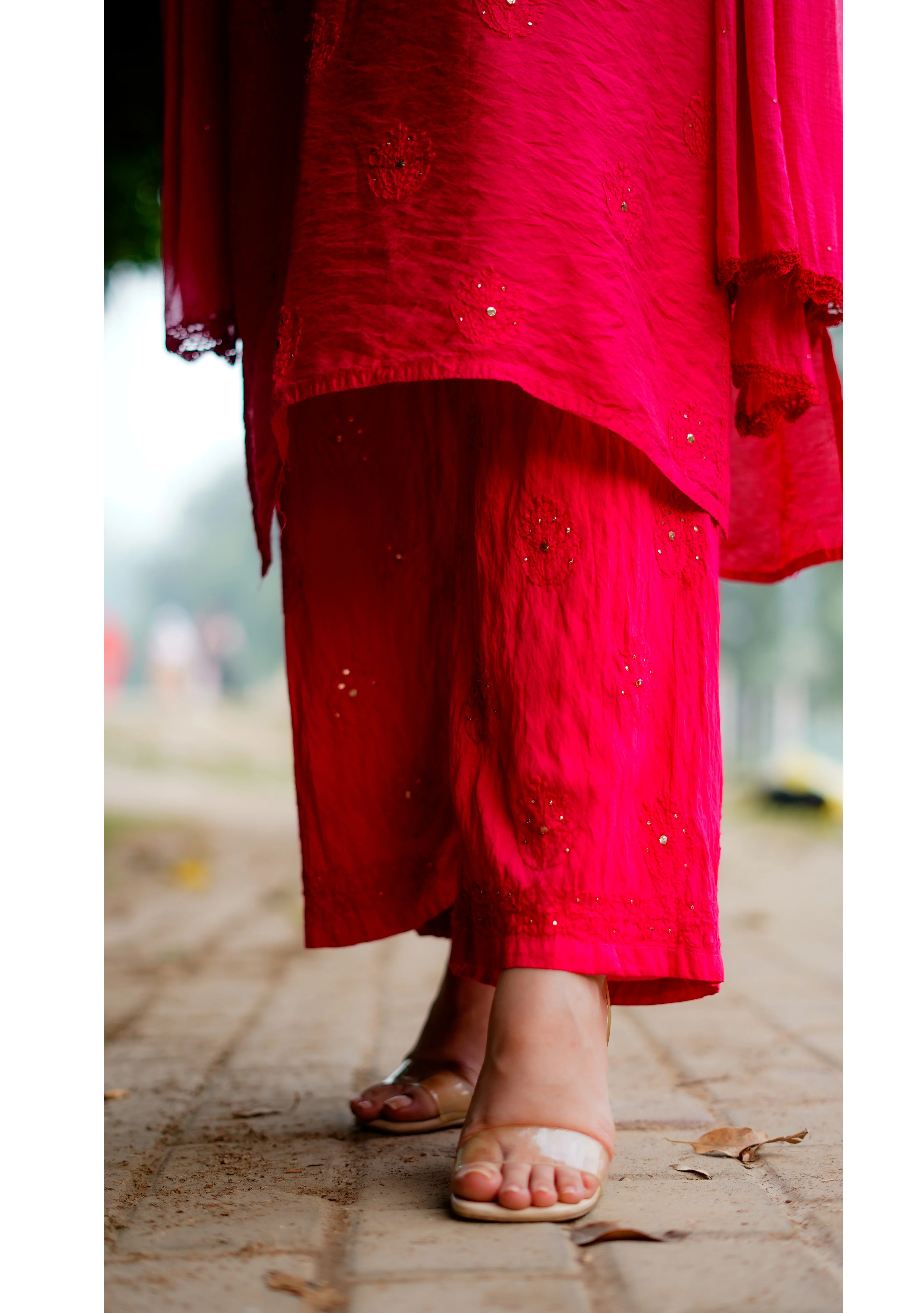 Pink Mukesh Chikankari Set - Image 7